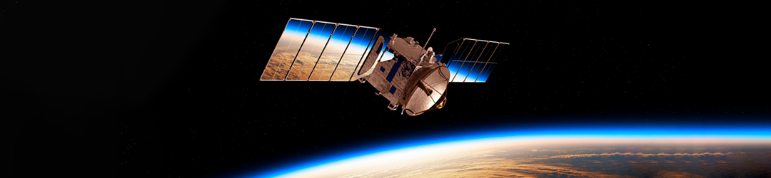 wideband satcom satellite in space
