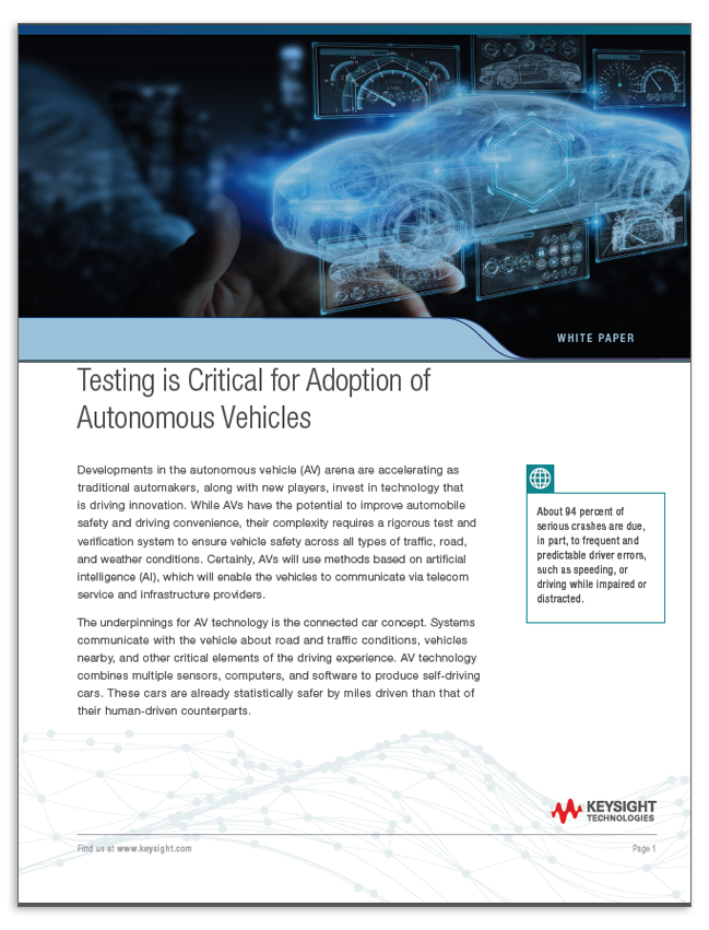 Testing is Critical for Autonomous Vehicles White Paper